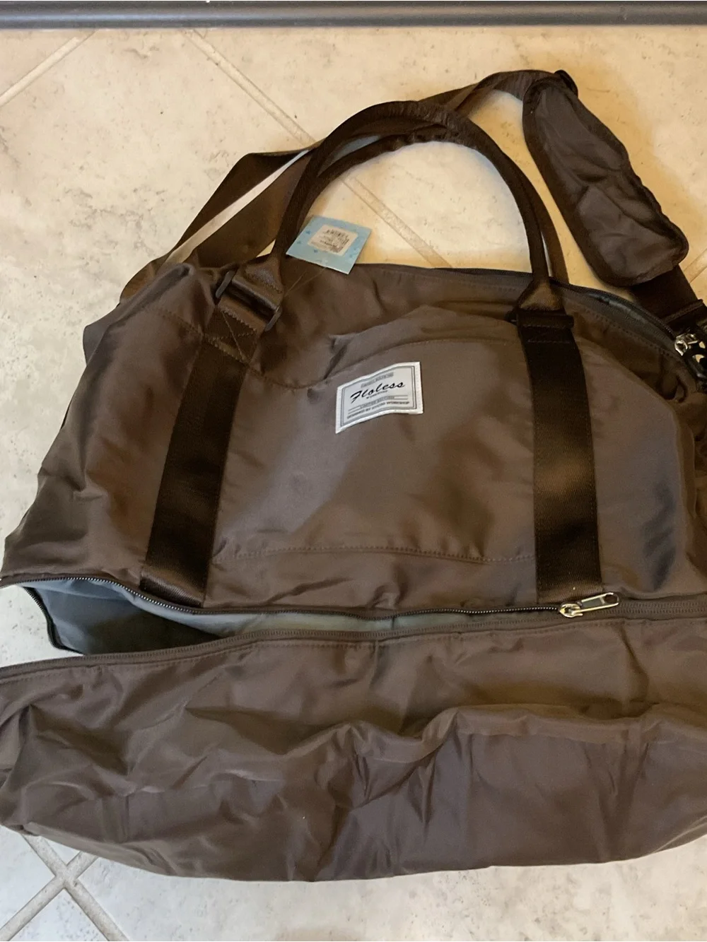 NWT Floless Limited Edition Workshop Men's Brown Travel Duffel Bag, spacious